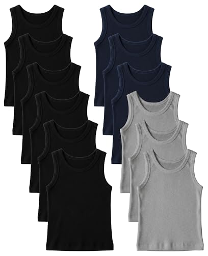 Andrew Scott Basics Boys' 12 Pack Color A-Shirt Sport Tank Top Undershirts