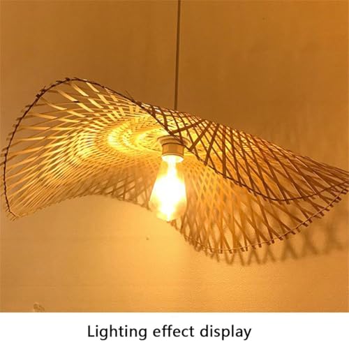 Lámpara de bambú de techo de 45cm estilo boho para comedores 7
