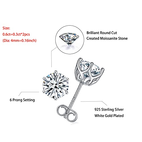 Chaski Moissanite Stud Earrings 0.6Ct 4Mm G H I Color 925 Sterling Silver White Gold Plated Earring Women Men Lab Created Diamond Earrings #TOP1