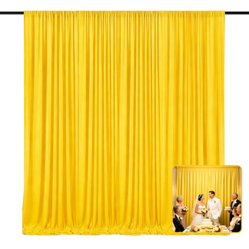 Image of 2 Panels Yellow Backdrop Curtain, 10 x 10 Feet Polyester Background Curtains for Parties, Weddings, Baby Showers, Halloween, Christmas, Birthday Party Photoshoot Backdrop Curtains Decorations