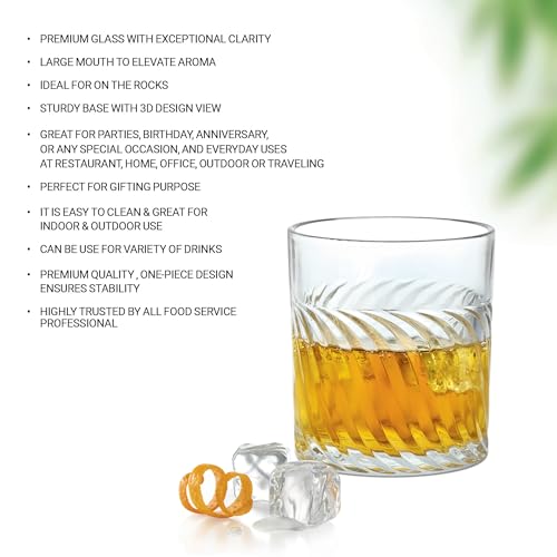 Image of Treo by Milton Tide Whiskey Glass Set of 6 I Premium Glass Tumbler for Bourbon, Scotch & Cocktails I 340 ml