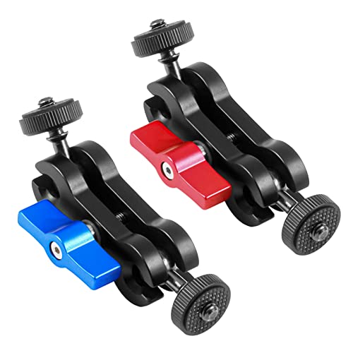 Sequpr 2 Pack Camera Mount Universal Magic Arm with Small BallHeads, Magic Arm 1/4'' Dual Ball Heads Holder for Monitor, Lights, Camera Cage, Video Shooting