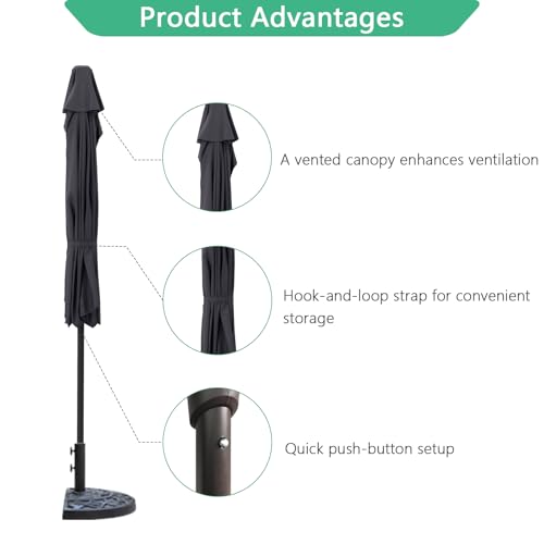 Helios&Hestia 9 ft Small Half Round Wall Outdoor Market Patio Umbrella with Tilt and Crank for Garden, Deck, Balcony, Anthracite by Helios&Hestia - Used condition - Image 5