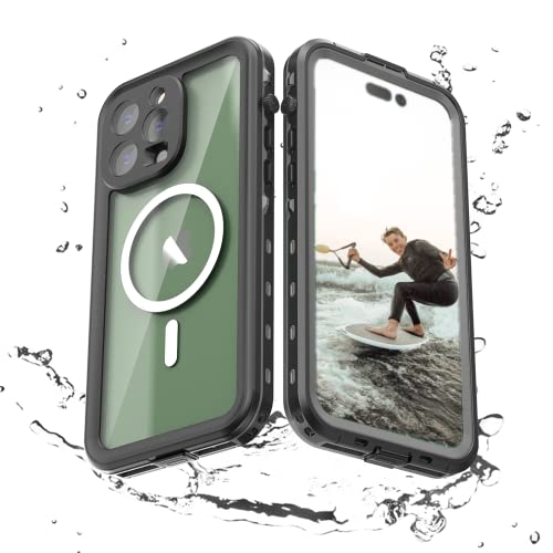 FocRelaxer Coque Magnétique pour iPhone 14 Pro Max IP68 Étanche Antichoc Antipoussièreet Protection D'écran Intégrée,Coque Intégrale iPhone 14 Pro Max 360 Degrés Housse pour iPhone 14 Pro Max Noir Cover