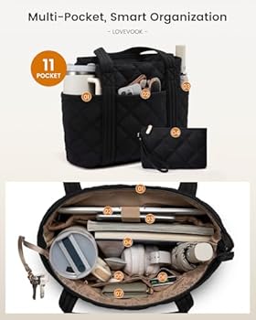 LOVEVOOK Grote Weekendtas Voor Dames Zwart - Sporttas Met 15.6 Inch Laptop Vak Reistas Handtas Fitnesstas Gouden Details