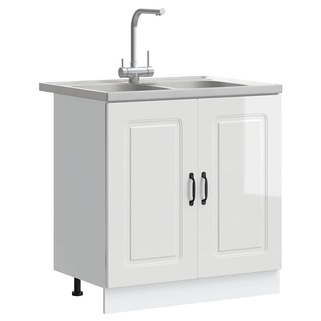 vidaXL Armoire de Cuisine Kalmar Blanc Brillant 80 x 46 x 81,5 cm