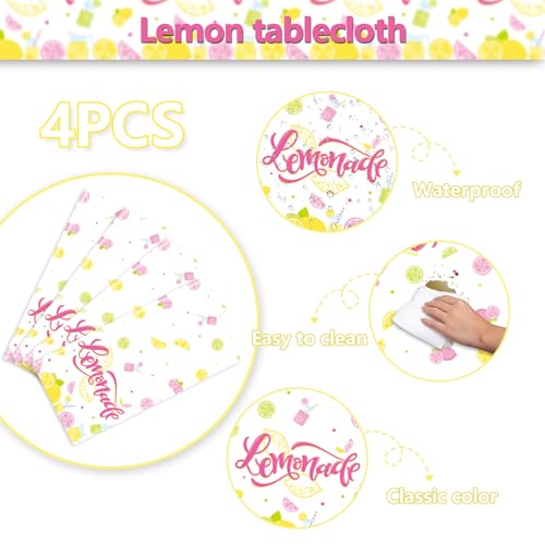 4Pcs Zitrone Party Tischdecke, gelbe Tischdecke Kunststoff, rechteckige Limonade Stand Zubehör für Kinder Geburtstag Baby Dusche Sommer… – Ansicht 3
