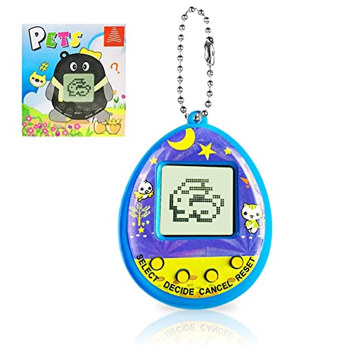 Yeelan Juguetes para Mascotas virtuales Consola de Juegos para Mascotas Digital Máquina de Mano Animales electrónicos con Llavero Rompecabezas de educación temprana Regalo para Niños (Azul)