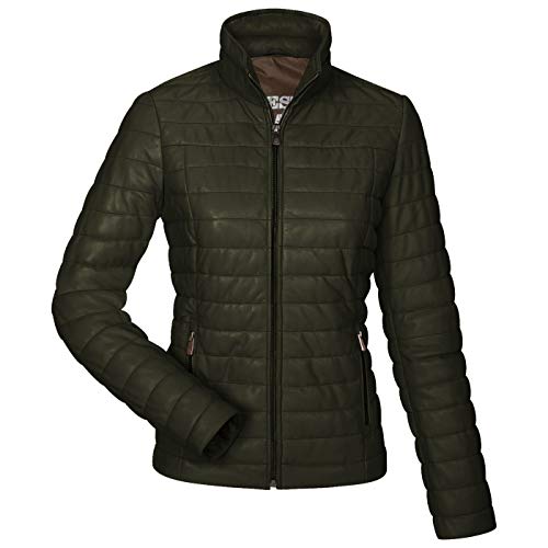 MILESTONE Jalen Damen Lederjacke in Stepp Optik (36, Khaki)