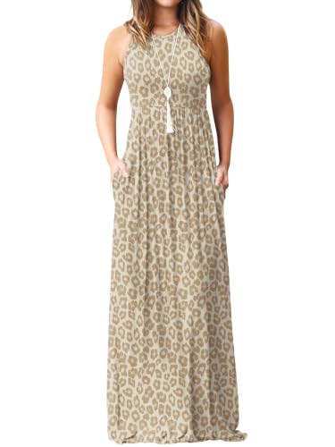 Image of DEARCASE Women's Sleeveless Summer Maxi Dress with Pockets,Beach,Vacation