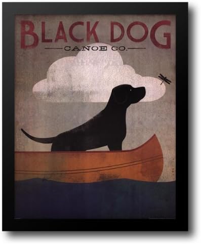 Black Dog Canoe 26x32 Framed Art Print by Fowler, Ryan