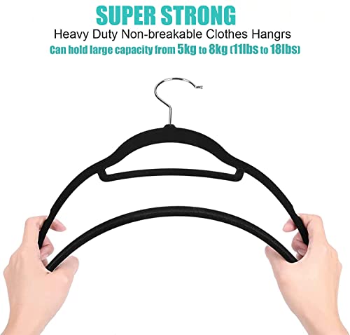 Micuul Velvet Hangers 50 Pack, Pink Hangers With Tie Bar, Non-Slip & Durable Clothes Hangers Holds Up To 18 Lbs, Heavy Duty 360 Degree Swivel Felt Hangers For Coats, Pants & Dress Clothes ，Black #TOP5