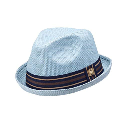 Peter Grimm Men's Standard Depp Natural Straw Fedora, Blue, Large-X-Large #TOP3