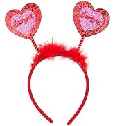 Red Heart Headband Valentine's Day Headband 1PCS Love Heart Sequin Hair Band Glitter Heart Hair H...