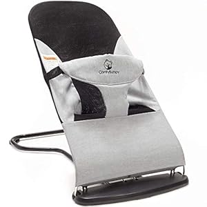 ComfyBumpy Ergonomic Baby Bouncer Seat – Bonus Travel Carry Case – Safe, Portable Bouncing Chair with Adjustable Height Positions – Infant Sleeper Bouncy Seat Perfect for Newborn Babies (Grey)