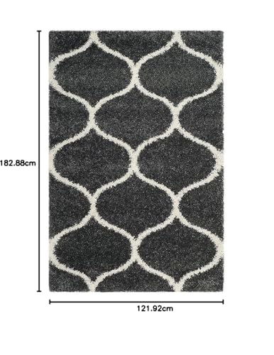 Image of Urban Modern Decor Features 4x6 Feet Modern Soft Shaggy Carpet Thick, Fluffy & 2 inch Pile Shag Rug for Your Kids Room, Bedroom & Livingroom(4x6 feet, Grey with Ivory)