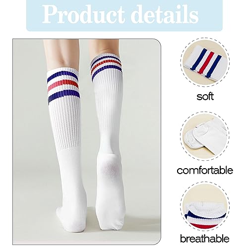 NZKNP Striped Thigh High Socks,Knee High Socks For Women,Striped Tube Socks For Women,Striped Cotton Tube Socks3