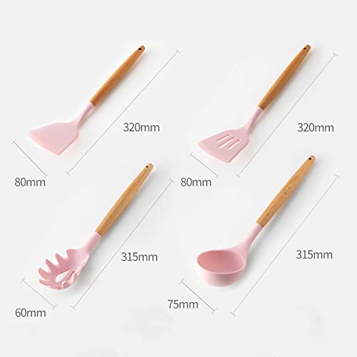 Silikon-Pfannenwender-Set Küchenutensilien Antihaft-Pfanne Spezielle Leckage Kochspatel Hochtemperaturbeständiger Holzgriff Backeimer