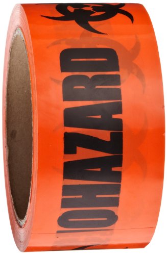 Roll Products 142-0004 PVC Film Biohazard Warning Tape with Black Imprint, Legend 