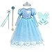 CinheyU Carnevale Costumi per Bambine Frozen Elsa Principessa Compleanno Abiti a Maniche Lunghe Ragazze Natale Halloween Cosplay Cerimonia Festa Tulle Vestito con Accessori 3-4 anni