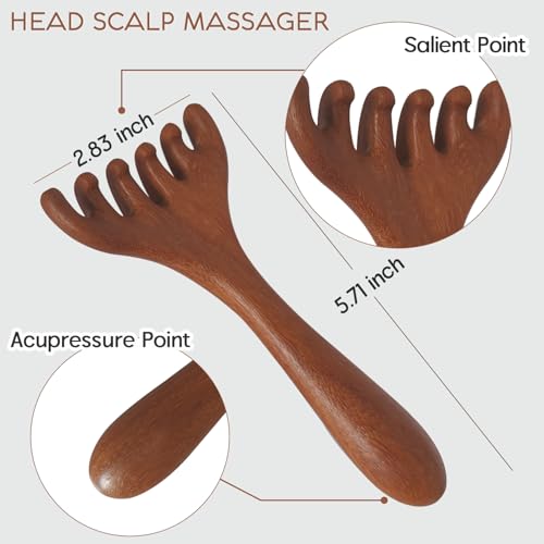 iunxkmi Wood Scalp Massager 2 Pcs, Head Massager Comb for Deep Relaxation & Stress Reduction, Head Scalp Massage Tool for Father\'s Day and Mother\'s Day Gifts - Thumbnail 3