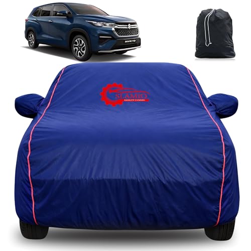 Image of 100% Waterproof Car Cover for Maruti Invicto 2023-2026 | All-Weather, Dustproof & UV Protection | Heavy-Duty 3-Layer Fabric | Custom Fit with Mirror & Antenna Pocket | Navy Blue