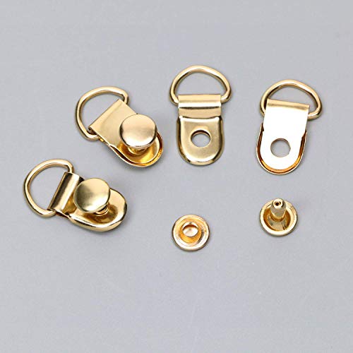 ONLYKXY 50 Pieces Shoe Boot Lace Hooks Buckle Rivets Loop Ring with Rivets, Shoe Boot Buckle (Gold) - Thumbnail 6