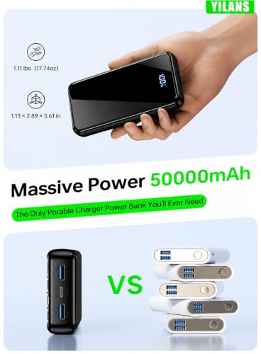 Image of YILANS Portable Charger 50000mAh, 22.5W Power Bank with Built-in 4 Cables | 22.5W Fast Charging, Charges 6 Devices, for Smartphone & Tablet,Gift Ideas,for Frequent Traveler,Commuter,Student