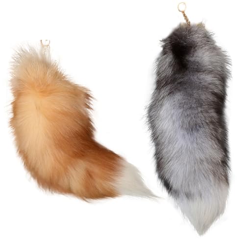 Queue de renard fausse fourrure réaliste avec fermoir métallique robuste