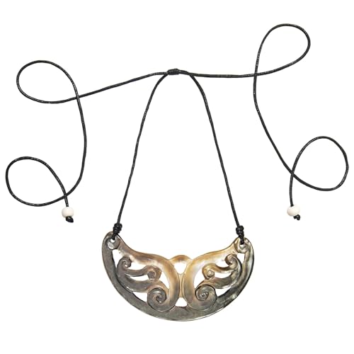 Collier plastron perles ajourées spirale nacre sculptée - 2