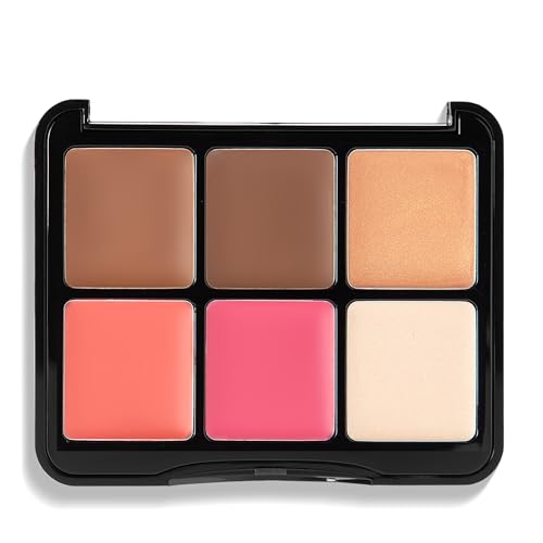 W7 Let’s Face It Cream Face Palette – Light Soft Glow - 6-Pan Bronzer, Blush & Highlight Palette - Creamy, Blendable Face Makeup - Image 4