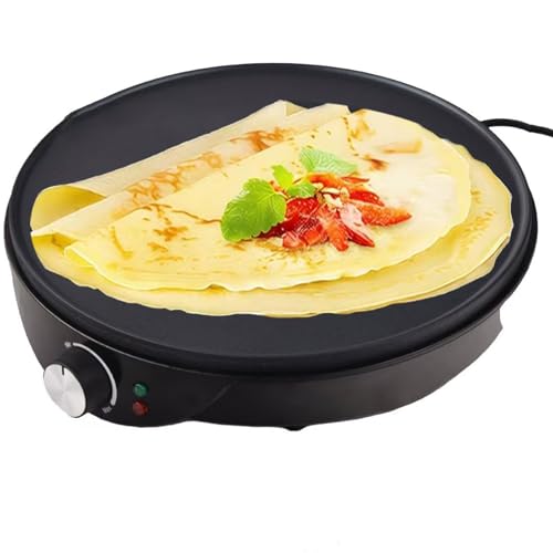 Crepera Eléctrica, Tortilladores Antiadherentes de 12 pulgadas, fabricante Chapati de 1000w con calentamiento rápido, luz indicadora LED, temperatura estándar y ajustable - Para Indian Roti