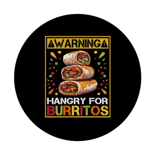 Burrito - Warning Hangry For Burritos PopSockets Swappable PopGrip, Black - Image 3