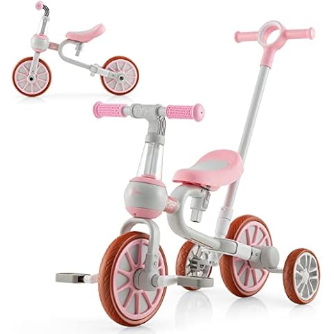 COSTWAY 4 in 1 Kinder Dreirad & Laufrad & Balance Bike & Schiebeauto Cover