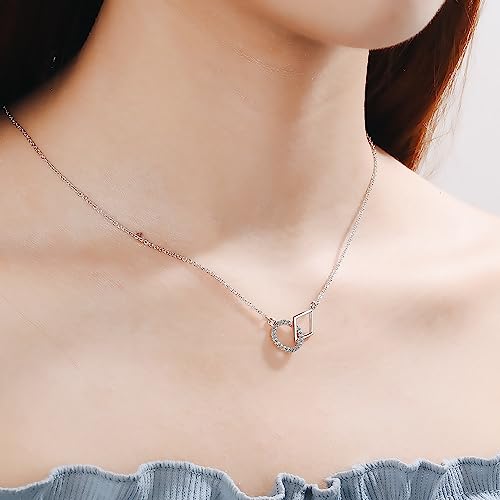 Collier clavicule en argent 925 avec pendentif géométrique entrelacé