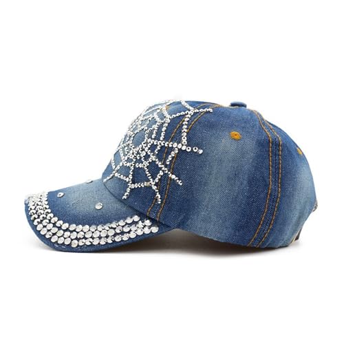 Sombrero de estilo de personalidad, estilo hiphop, a la moda, brillante, adornado, borde ancho, para uso diario, sombrero de mezclilla de moda, a, Talla única
