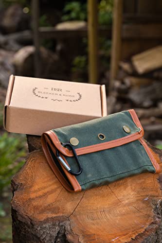 BLEEKER & RÖWE Bushcraft Camping Spice Kit Portable with Glass Jars, Funnel and Carabiner Great for Backpack and Travel Glamping Camping Gifts