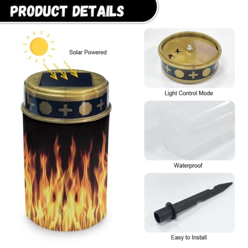 Image of Waterproof Cemetery Solar Lights Flameless Candle | Outdoor Flameless Candle Lamp, Cemetery Solar Lights Water Resistant LED Grave Lights Halloween Decoration 2 Pack
