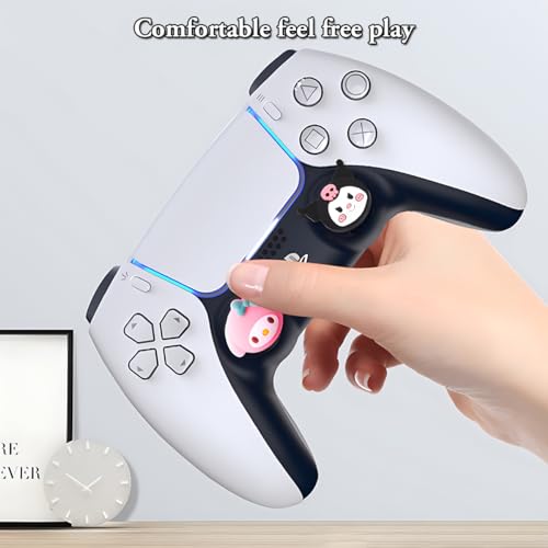 Image of PERFECTSIGHT Cute Thumb Grip Caps for PS5 PS4 Xbox Series X /S Xbox One Switch PRO Controller Steam Deck 4PCS Soft Rubber 3D Thumbsticks Button Joystick Cover Set, Rabbit+Kitty+Dog