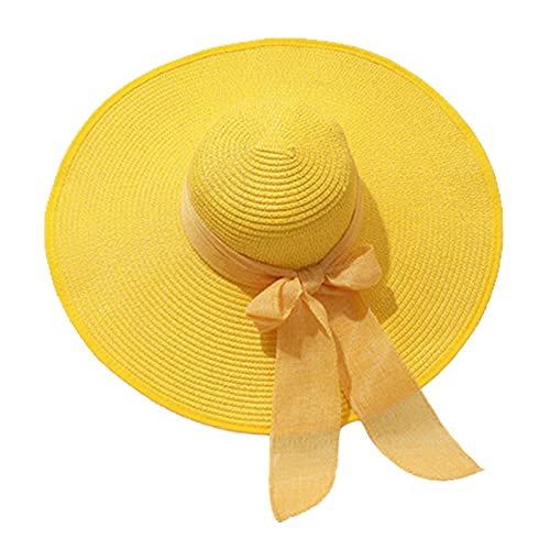 Chapeau de paille léger et pliable – Chapeau de soleil en paille réglable pour femmes, UPF 50+ léger à large bord à large bord, chapeau d'été pour la...
