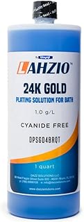 LAHZIO Ready-to-Use 24K Gold Plating Solution for Bath Plating 1 Quart 32 oz Cyanide Free