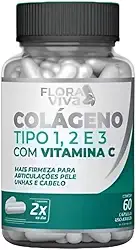 Colágeno Tipo 1, 2 e 3 com Vitamina C 500mg 60cápsulas - Flora Viva