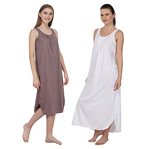 Image of BLAZON Women's Cotton Hosiery Solid Maxi Nighty Slip (Pack of 2) Available Sizes: S, M, L, XL, 2XL, 3XL, 4XL, 5XL