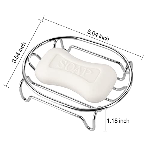 Guukar Soap Dish Soap Holder For Shower Bathroom, Stainless Steel Self-Draining Bar Soap Dishes Soap Saver Rack Tray Sponge Holder For Kitchen, Bathtub, Easy Cleaning Quick Dry, Oval Chrome-1 Pack #TOP5