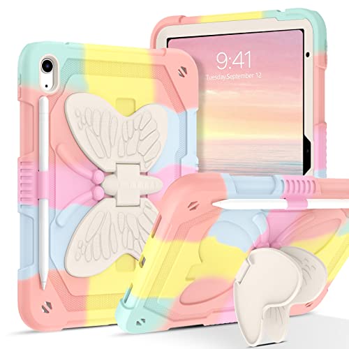 Guagua Compatible With Ipad 10Th Generation Case 10.9 Inch 2022 With Pen Holder Kickstand 2 In 1 Rugged Bumper Shockproof Protective Anti-Scratch Case For Ipad 10.9" 2022, Colorful #TOP9