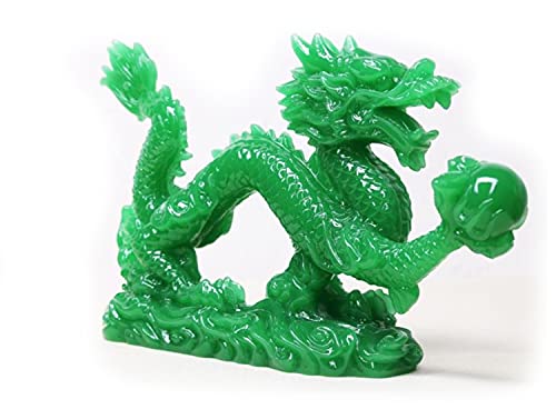 Estatua decoración dragón chino feng shui verde jade miniatura 2