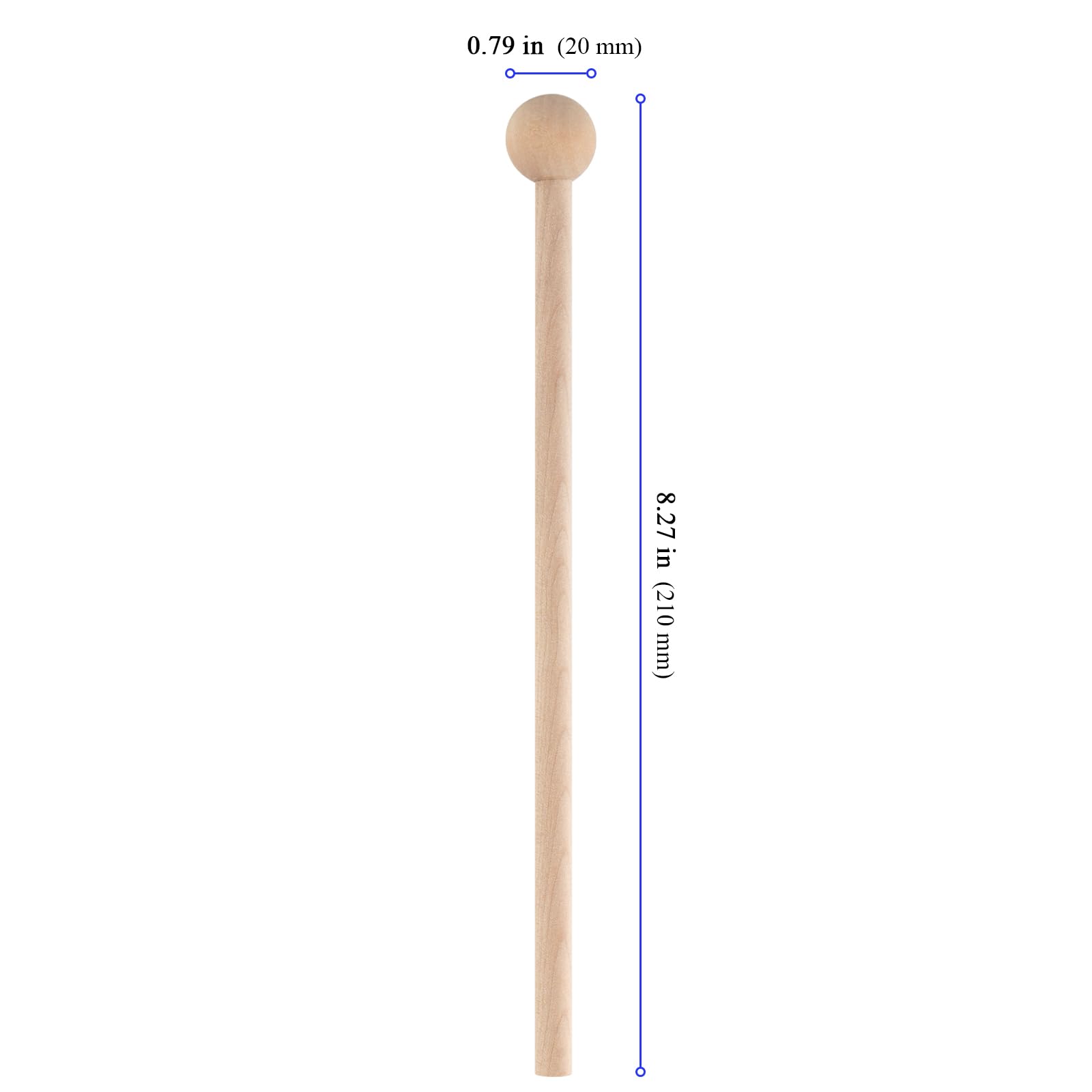 YUENPUN 20 PCS Wood Mallets Percussion Sticks, Round Head Chime Mallet, Xylophone Mallet Percussion Sticks - Image 2