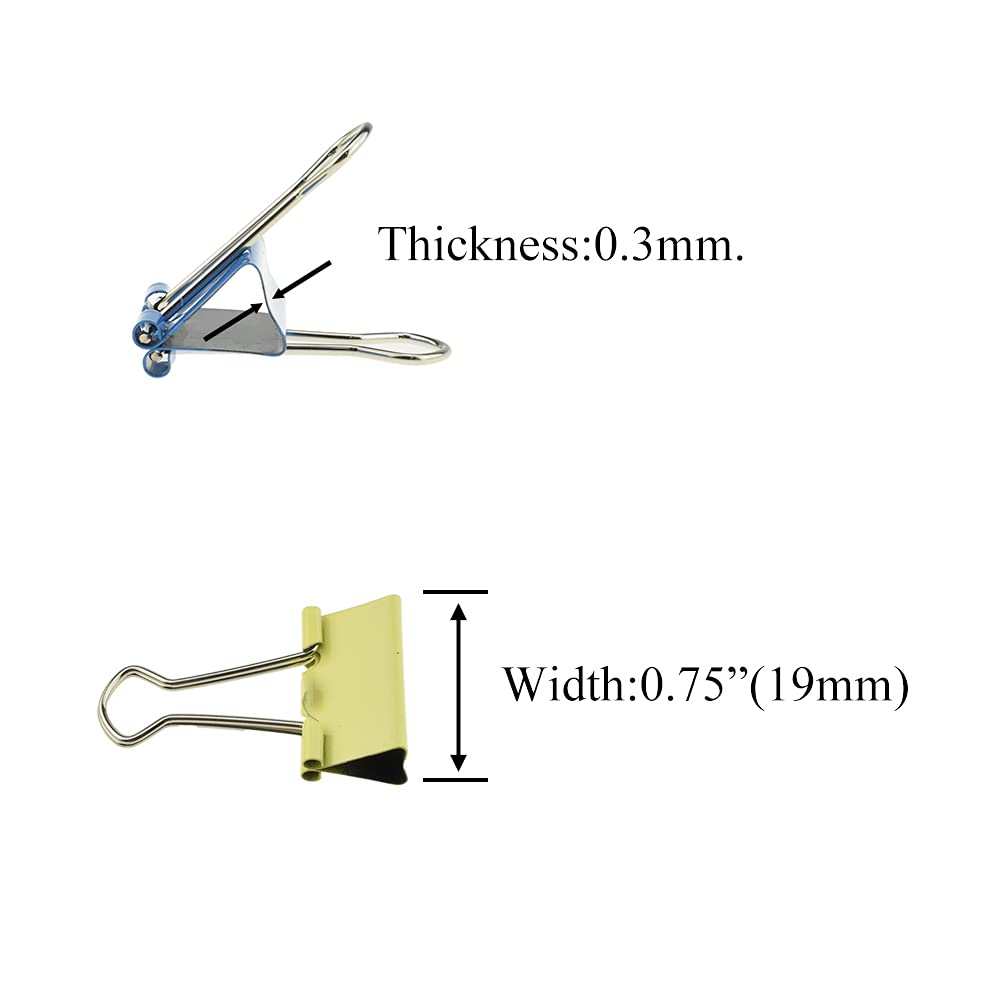 HAHIYO Lot de 30 pinces à papier robustes en acier à ressort - Petite taille de 1,91 cm de large - Capacité de 0,5 cm - Sans bords tranchants - Très résistantes - Réutilisables - Couleur métallique