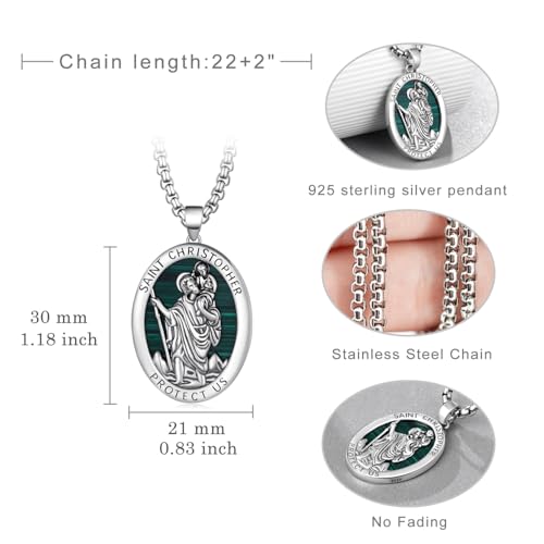 St Christopher Necklace 925 Sterling Silver Saint Christopher Pendant Necklace for Men Women Religious Gifts Religious necklace4