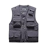 [M's Life] エムズ ライフ アウトドア 多機能ベスト フィッシング カメラマン メンズ レディース ベスト 通気 速乾 ジャケット (グレー,XL)